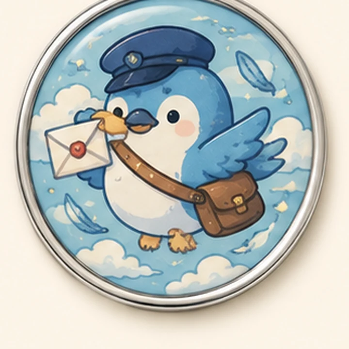 Blue Bird Courier round pin badge