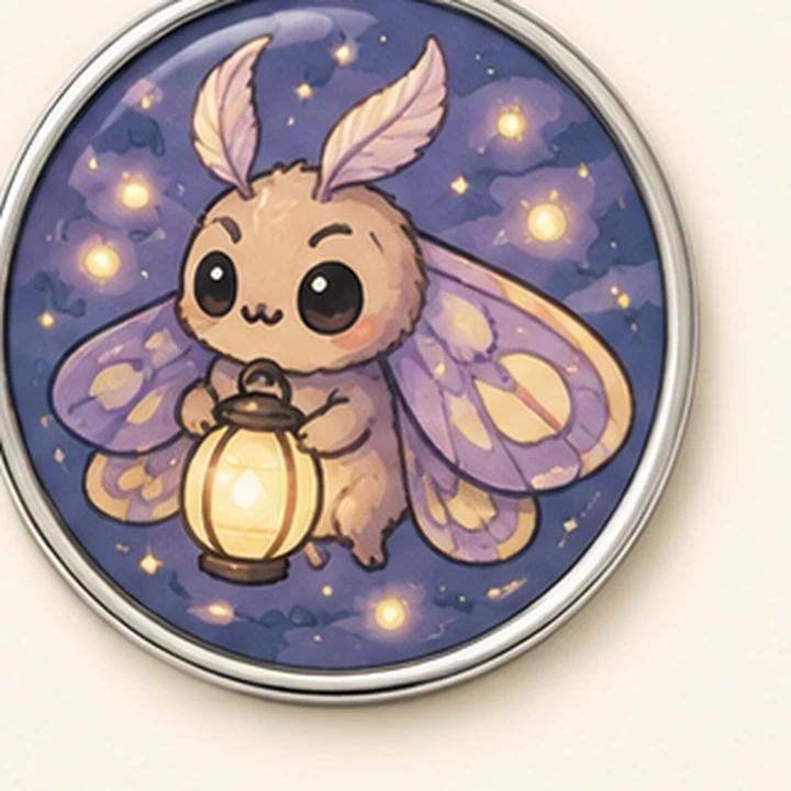 Lantern Moth round pin badge